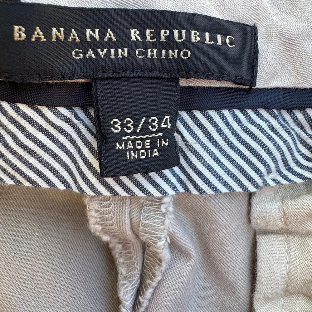 Banana Republic Gavin Chino Pants Mens 33 Khaki Straight Leg Minimalist Workwear